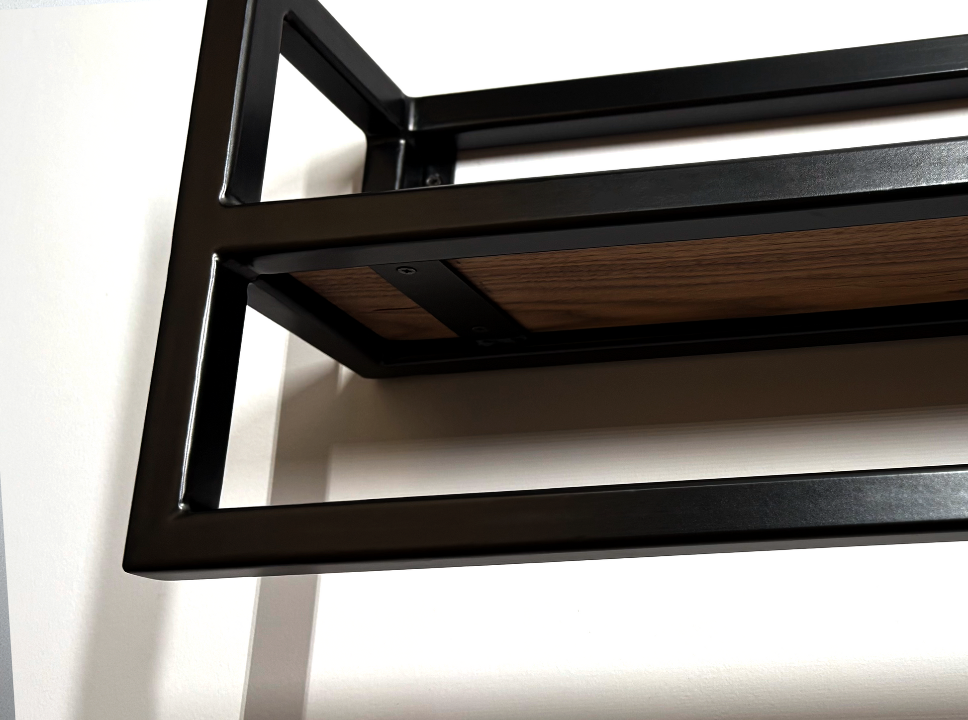 Metal Framed Shelf With Towel Rail-RH Bespoke Steel